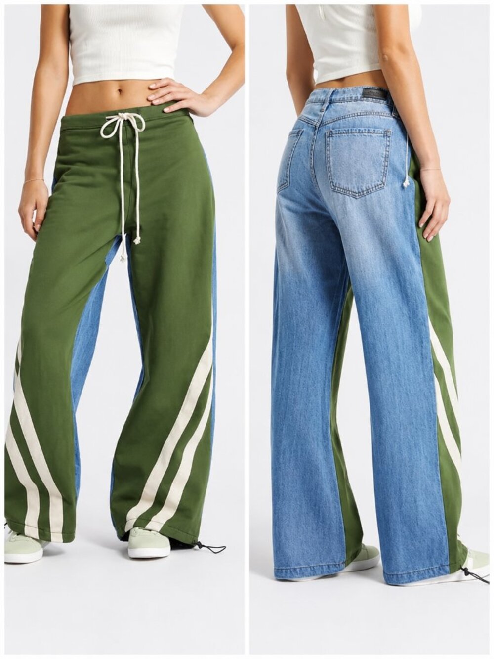 Austin Landing Wide Leg Athletic Pants Size 1 Drawstring Denim NWT
